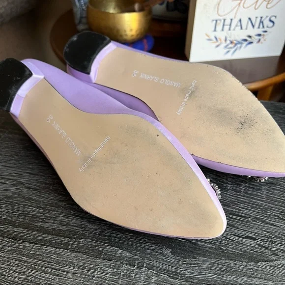 Manolo Blahnik Hangisi Embellished Lilac Flats EU36/US6 Used Once (see pics) - Picture 11 of 15